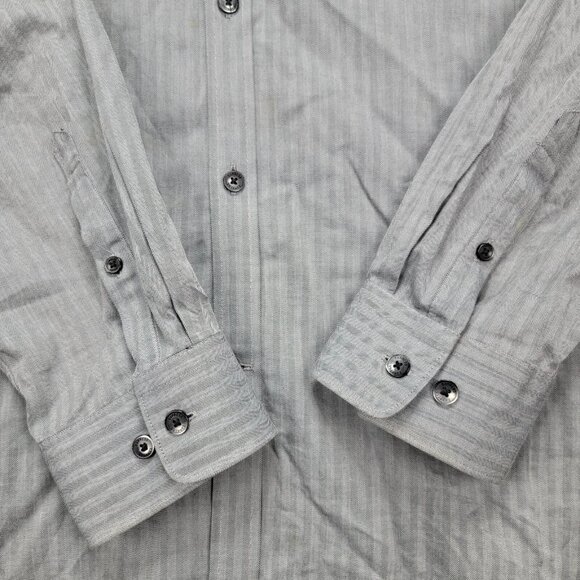 Express Shirt Mens Large 16-16.5 Gray Striped Button Up Long Sleeve Preppy - Picture 9 of 9